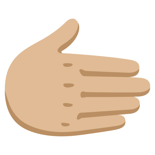 Google design of the rightwards hand: medium-light skin tone emoji verson:Noto Color Emoji 15.0