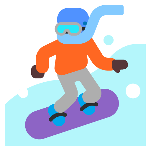 Microsoft design of the snowboarder: dark skin tone emoji verson:Windows-11-22H2