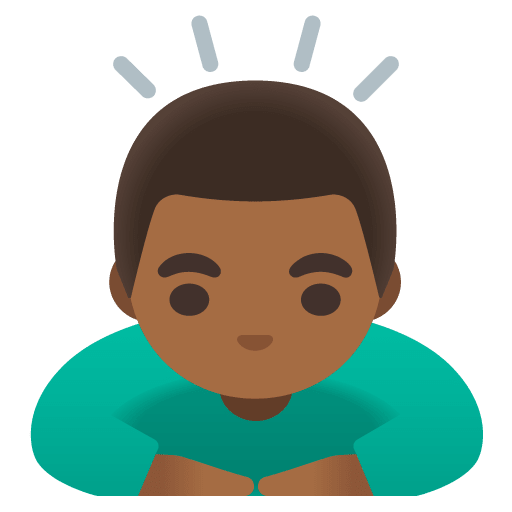 Google design of the man bowing: medium-dark skin tone emoji verson:Noto Color Emoji 15.0
