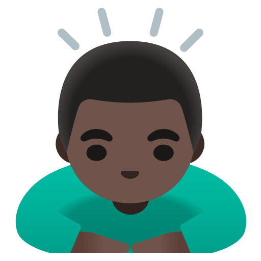 Google design of the man bowing: dark skin tone emoji verson:Noto Color Emoji 15.0