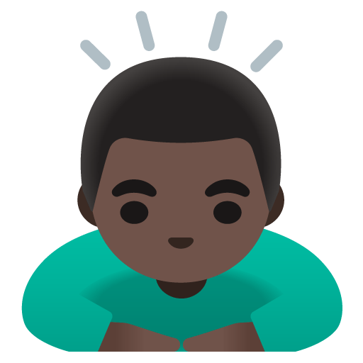 Google design of the man bowing: dark skin tone emoji verson:Noto Color Emoji 15.0