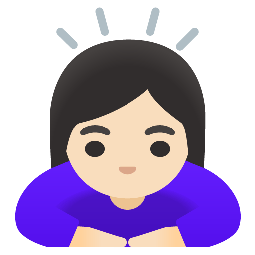 Google design of the woman bowing: light skin tone emoji verson:Noto Color Emoji 15.0
