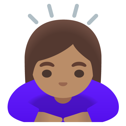 Google design of the woman bowing: medium skin tone emoji verson:Noto Color Emoji 15.0