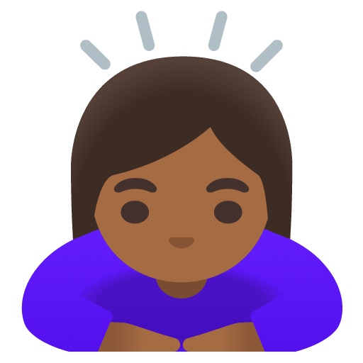 Google design of the woman bowing: medium-dark skin tone emoji verson:Noto Color Emoji 15.0