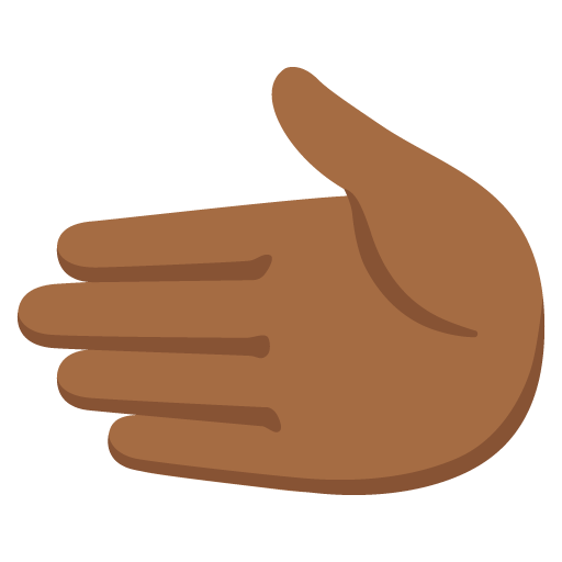 Google design of the leftwards hand: medium-dark skin tone emoji verson:Noto Color Emoji 15.0