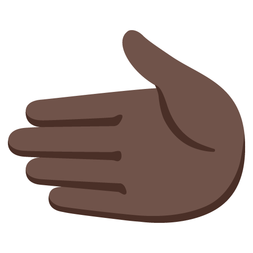 Google design of the leftwards hand: dark skin tone emoji verson:Noto Color Emoji 15.0
