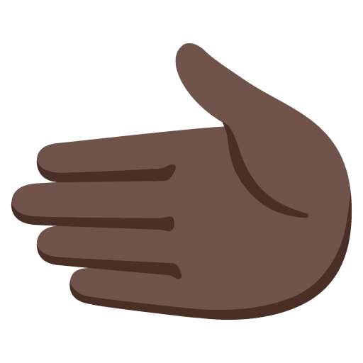 Google design of the leftwards hand: dark skin tone emoji verson:Noto Color Emoji 15.0
