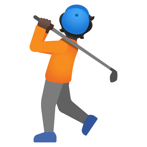 Google design of the person golfing: dark skin tone emoji verson:Noto Color Emoji 15.0