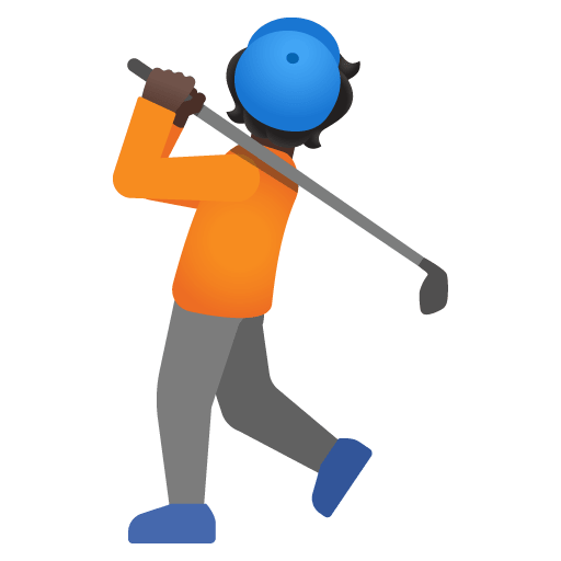 Google design of the person golfing: dark skin tone emoji verson:Noto Color Emoji 15.0