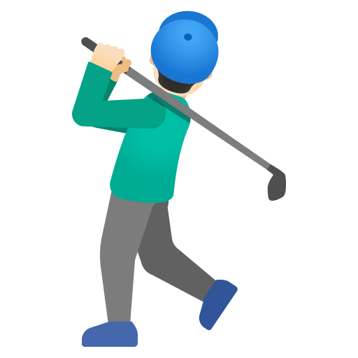 Google design of the man golfing: light skin tone emoji verson:Noto Color Emoji 15.0