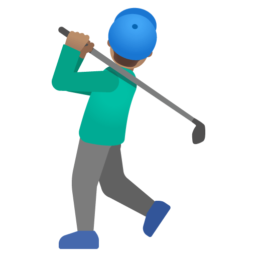 Google design of the man golfing: medium skin tone emoji verson:Noto Color Emoji 15.0