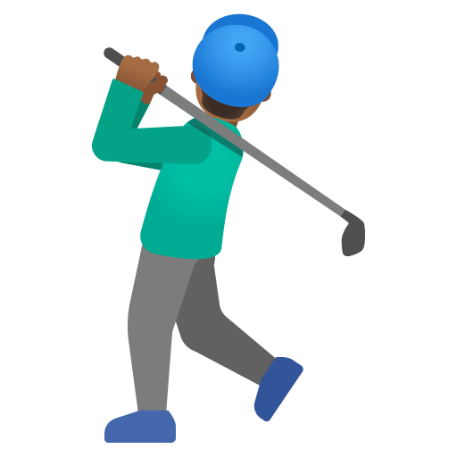 Google design of the man golfing: medium-dark skin tone emoji verson:Noto Color Emoji 15.0