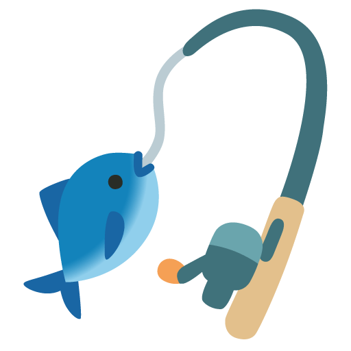 Google design of the fishing pole emoji verson:Noto Color Emoji 15.0