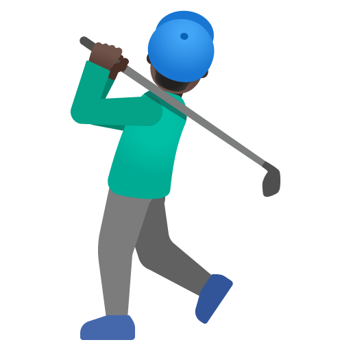 Google design of the man golfing: dark skin tone emoji verson:Noto Color Emoji 15.0