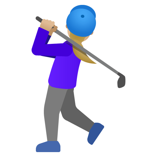 Google design of the woman golfing: medium-light skin tone emoji verson:Noto Color Emoji 15.0