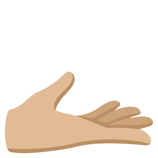 Google design of the palm up hand: medium-light skin tone emoji verson:Noto Color Emoji 15.0