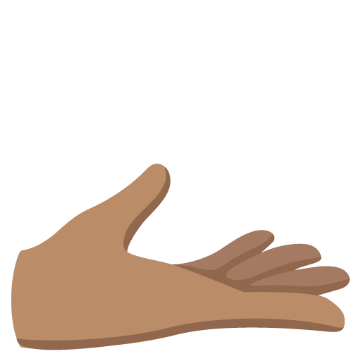 Google design of the palm up hand: medium skin tone emoji verson:Noto Color Emoji 15.0