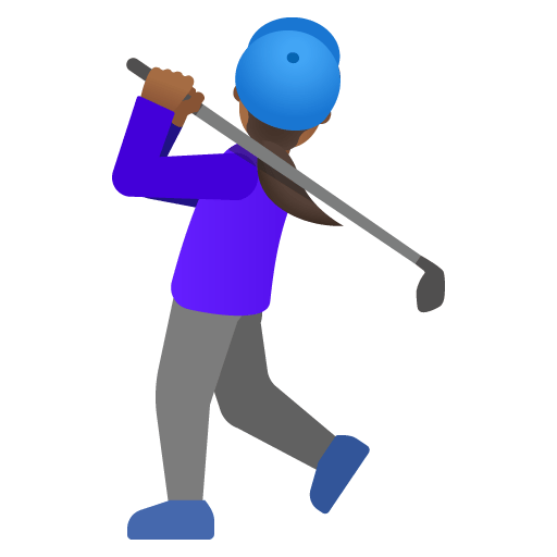 Google design of the woman golfing: medium-dark skin tone emoji verson:Noto Color Emoji 15.0