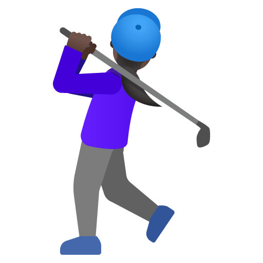 Google design of the woman golfing: dark skin tone emoji verson:Noto Color Emoji 15.0