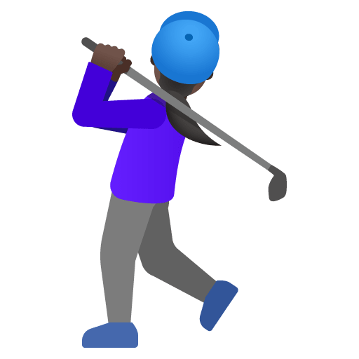 Google design of the woman golfing: dark skin tone emoji verson:Noto Color Emoji 15.0