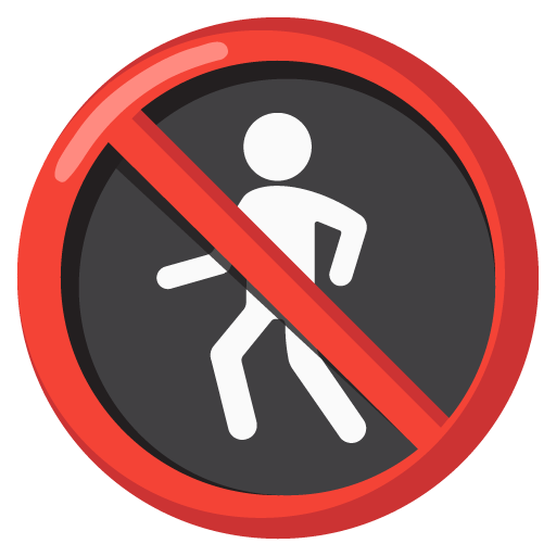 Google design of the no pedestrians emoji verson:Noto Color Emoji 15.0