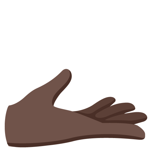 Google design of the palm up hand: dark skin tone emoji verson:Noto Color Emoji 15.0