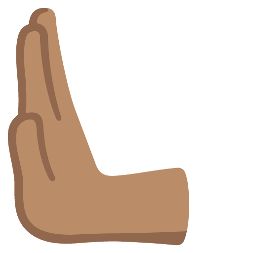 Google design of the leftwards pushing hand: medium skin tone emoji verson:Noto Color Emoji 15.0