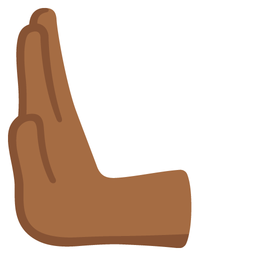 Google design of the leftwards pushing hand: medium-dark skin tone emoji verson:Noto Color Emoji 15.0