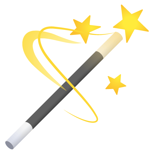 Google design of the magic wand emoji verson:Noto Color Emoji 15.0