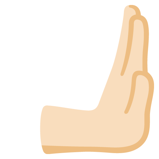 Google design of the rightwards pushing hand: light skin tone emoji verson:Noto Color Emoji 15.0