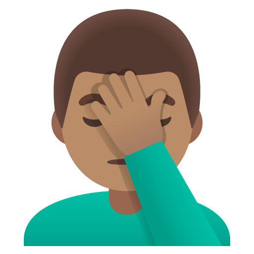 Google design of the man facepalming: medium skin tone emoji verson:Noto Color Emoji 15.0