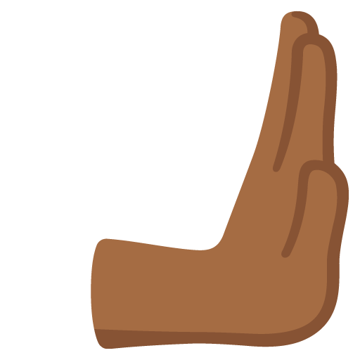 Google design of the rightwards pushing hand: medium-dark skin tone emoji verson:Noto Color Emoji 15.0