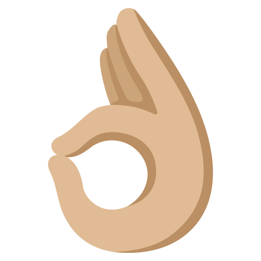Google design of the OK hand: medium-light skin tone emoji verson:Noto Color Emoji 15.0