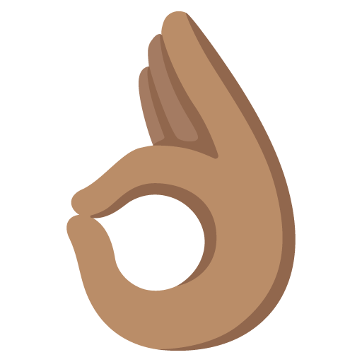 Google design of the OK hand: medium skin tone emoji verson:Noto Color Emoji 15.0
