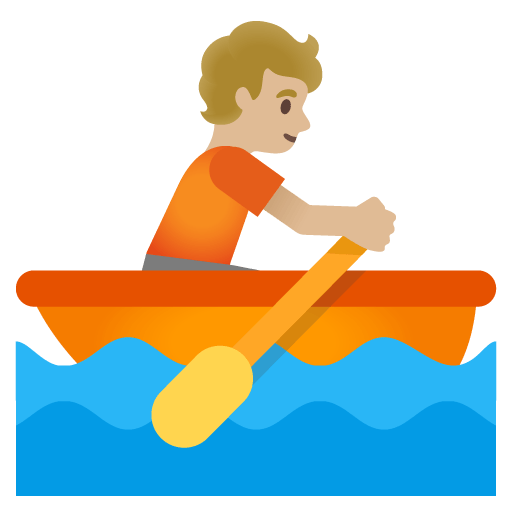 Google design of the person rowing boat: medium-light skin tone emoji verson:Noto Color Emoji 15.0