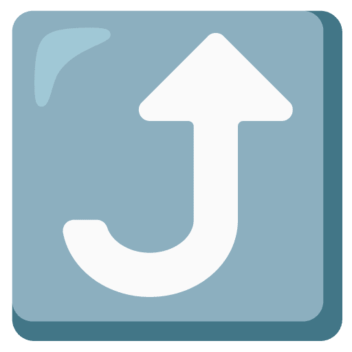 Google design of the right arrow curving up emoji verson:Noto Color Emoji 15.0