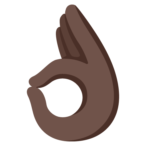 Google design of the OK hand: dark skin tone emoji verson:Noto Color Emoji 15.0