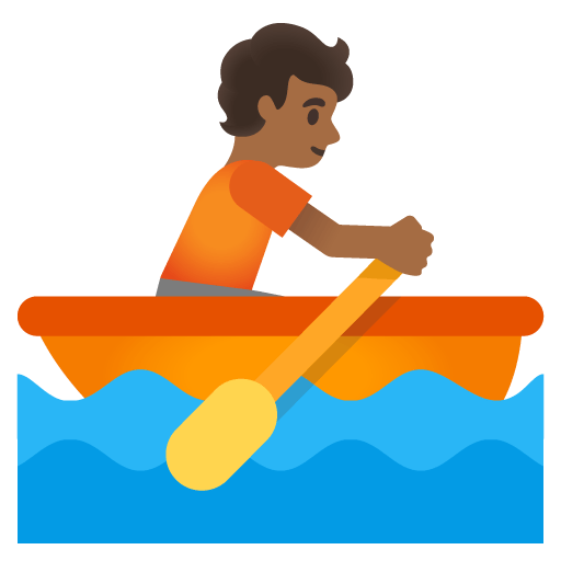 Google design of the person rowing boat: medium-dark skin tone emoji verson:Noto Color Emoji 15.0