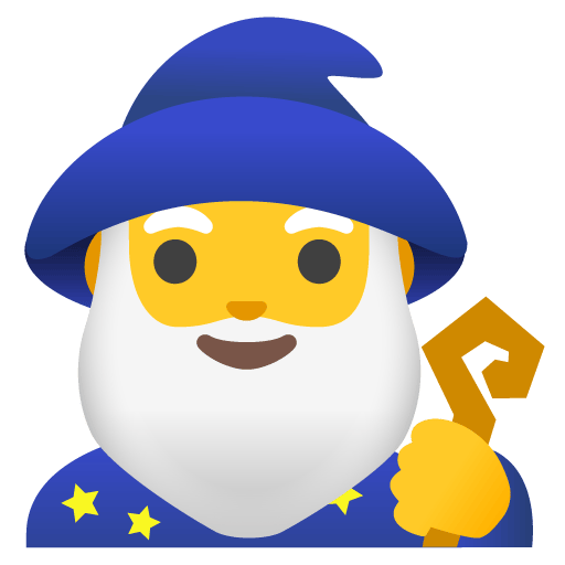 Google design of the man mage emoji verson:Noto Color Emoji 15.0