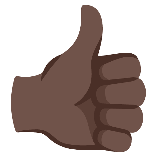 Google design of the thumbs up: dark skin tone emoji verson:Noto Color Emoji 15.0