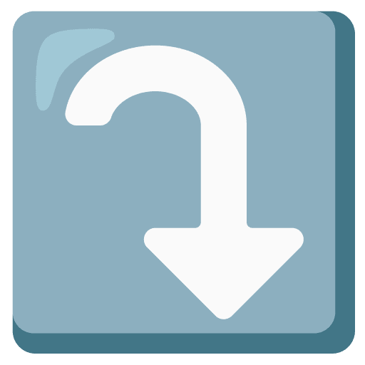 Google design of the right arrow curving down emoji verson:Noto Color Emoji 15.0