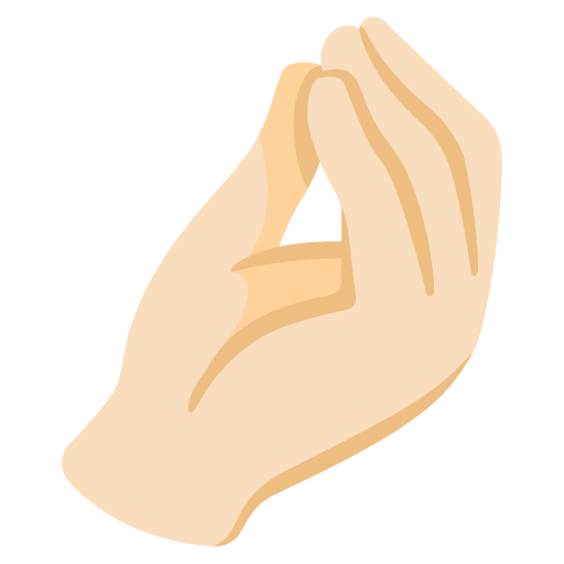 Google design of the pinched fingers: light skin tone emoji verson:Noto Color Emoji 15.0