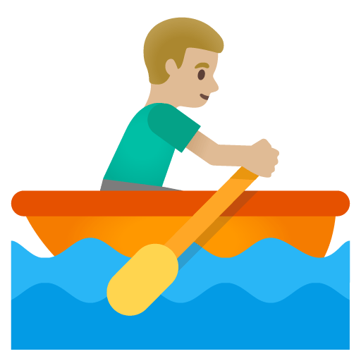 Google design of the man rowing boat: medium-light skin tone emoji verson:Noto Color Emoji 15.0