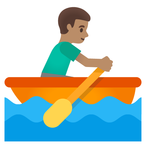 Google design of the man rowing boat: medium skin tone emoji verson:Noto Color Emoji 15.0