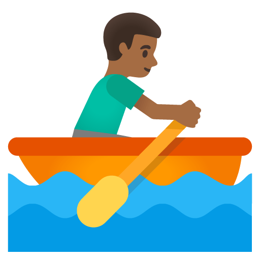 Google design of the man rowing boat: medium-dark skin tone emoji verson:Noto Color Emoji 15.0