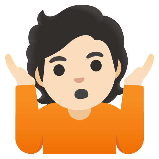 Google design of the person shrugging: light skin tone emoji verson:Noto Color Emoji 15.0