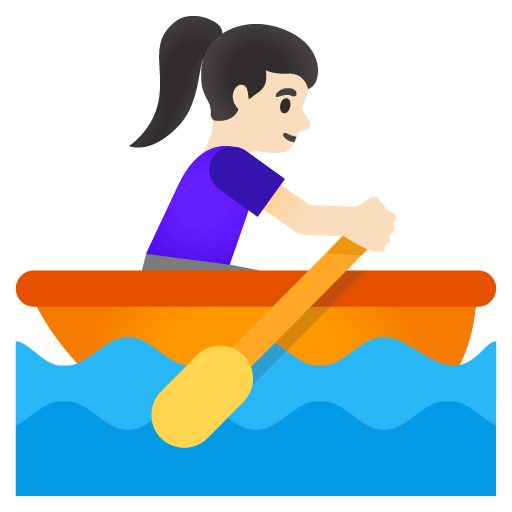 Google design of the woman rowing boat: light skin tone emoji verson:Noto Color Emoji 15.0