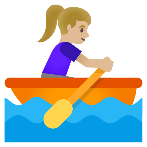 Google design of the woman rowing boat: medium-light skin tone emoji verson:Noto Color Emoji 15.0