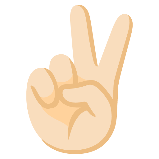 Google design of the victory hand: light skin tone emoji verson:Noto Color Emoji 15.0