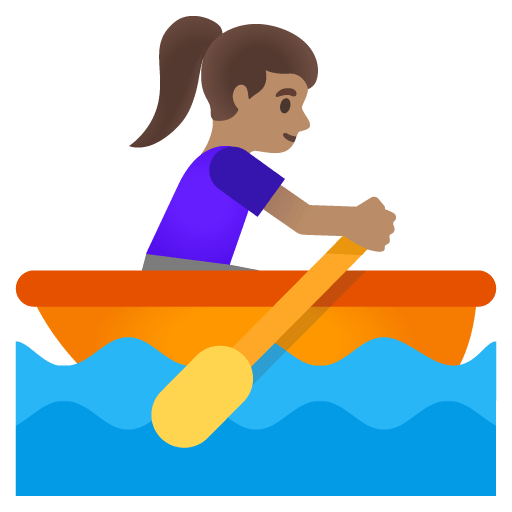 Google design of the woman rowing boat: medium skin tone emoji verson:Noto Color Emoji 15.0